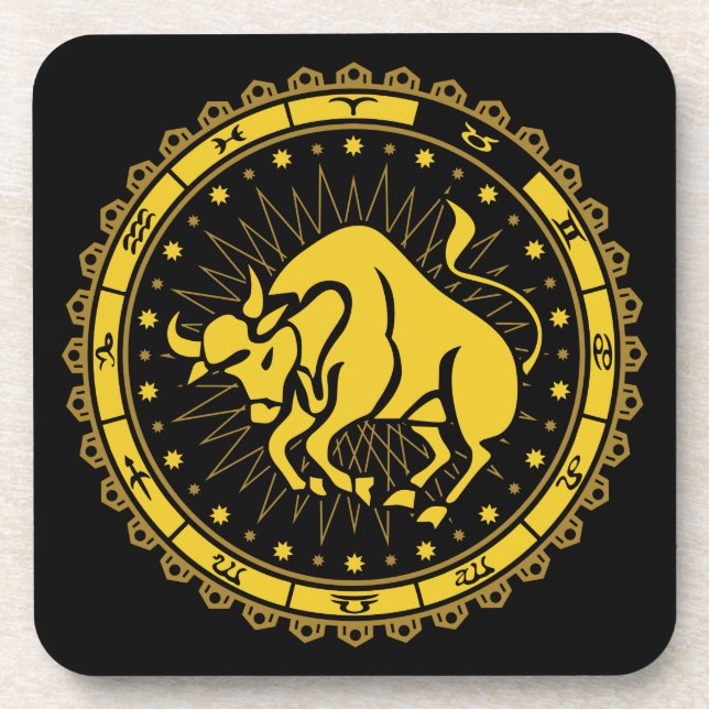 Taurus - Zodiac Sign - Symbol - Horoscope Beverage Coaster (Front)