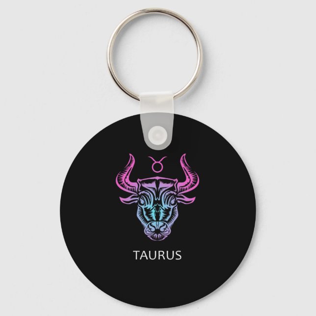 Taurus Zodiac Sign The Bull Design Birthday Gift Keychain (Front)