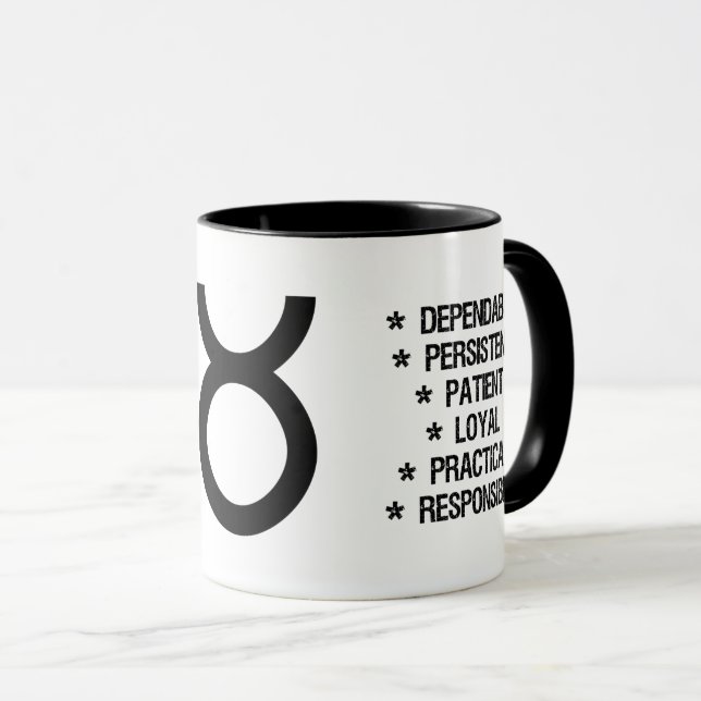 Taurus Zodiac Sign ("the bull") Mug (Front Right)