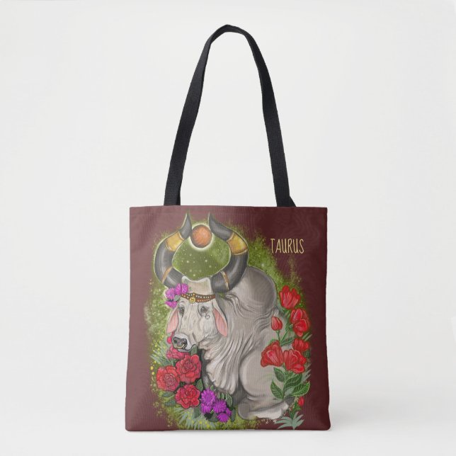 Taurus Zodiac Sign Tote Bag (Front)