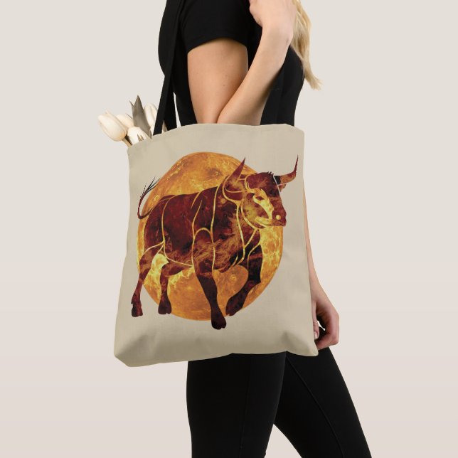 Taurus Zodiac Sign Tote Bag (Close Up)