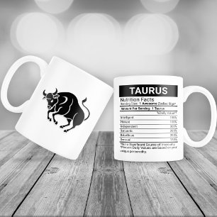 Taurus Zodiac Sign with Nutrition Facts, Giant Coffee Mug