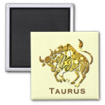 Taurus Zodiac Square Button Magnet