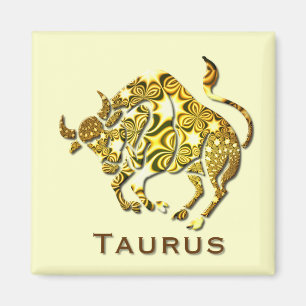 Taurus Zodiac Square Button Magnet