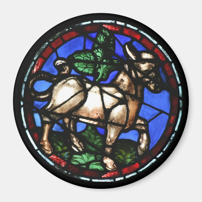 Taurus Zodiac Stained Glass Notre-Dame de Paris M1 Magnet (Front)