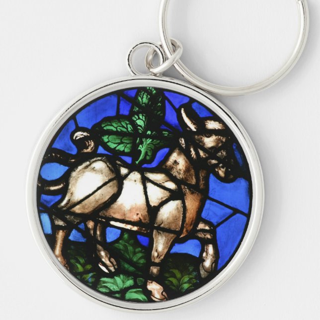 Taurus Zodiac Stained Glass Notre-Dame de Paris RK Keychain (Front)