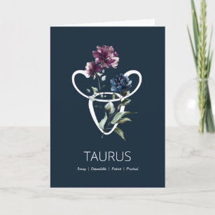 Taurus Zodiac Star Sign Birthday Card