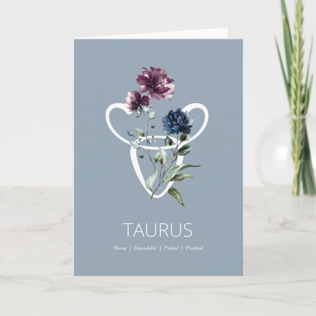 Taurus Zodiac Star Sign Birthday Card (Front)