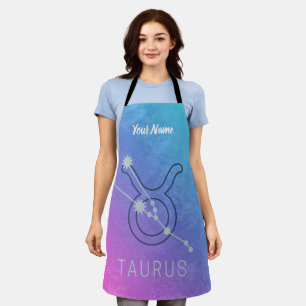 Taurus Zodiac Star Sign Watercolor Horoscope Apron