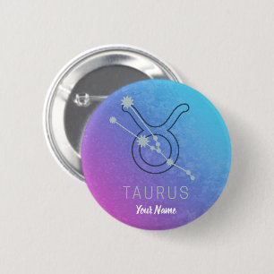 Taurus Zodiac Star Sign Watercolor Horoscope Button