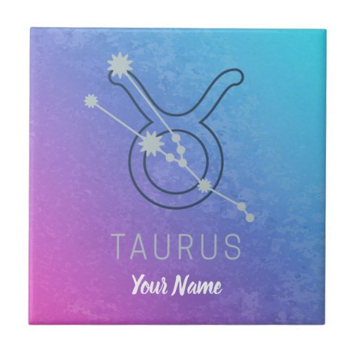 Taurus Zodiac Star Sign Watercolor Horoscope Ceramic Tile