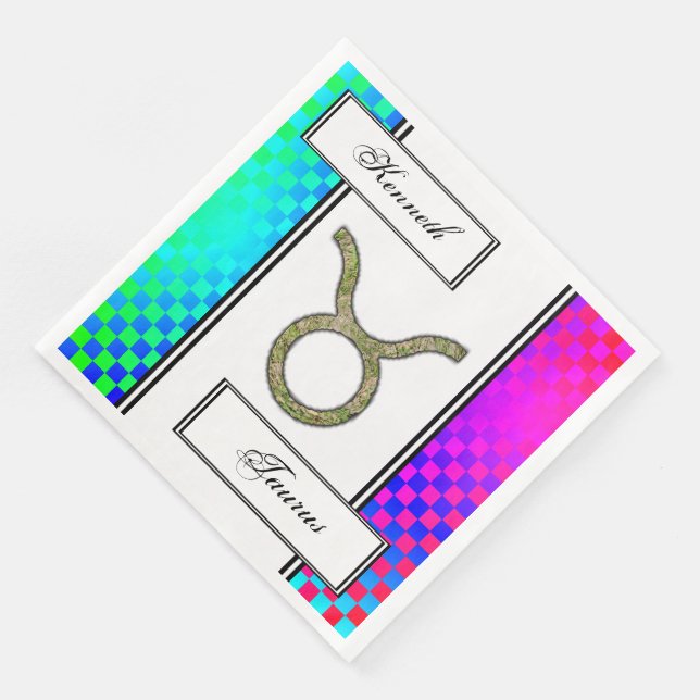 Taurus Zodiac Symbol Element by Kenneth Yoncich Paper Dinner Napkins (Corner)