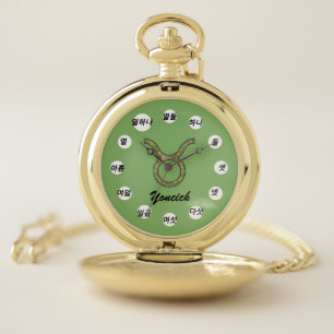 Taurus Zodiac Symbol Element (Kf) by K Yoncich Pocket Watch