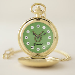 Taurus Zodiac Symbol Element (Rf) by K Yoncich Pocket Watch