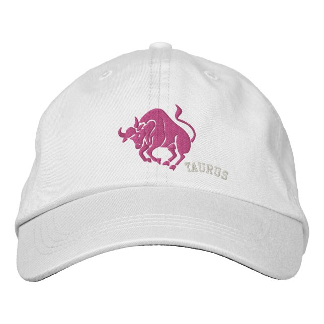 Taurus Zodiac Symbol Embroidery Embroidered Baseball Hat (Front)