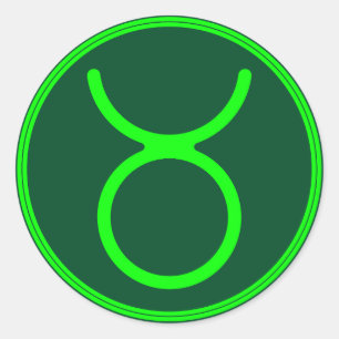 Taurus Zodiac Symbol Green Contrast Classic Round Sticker