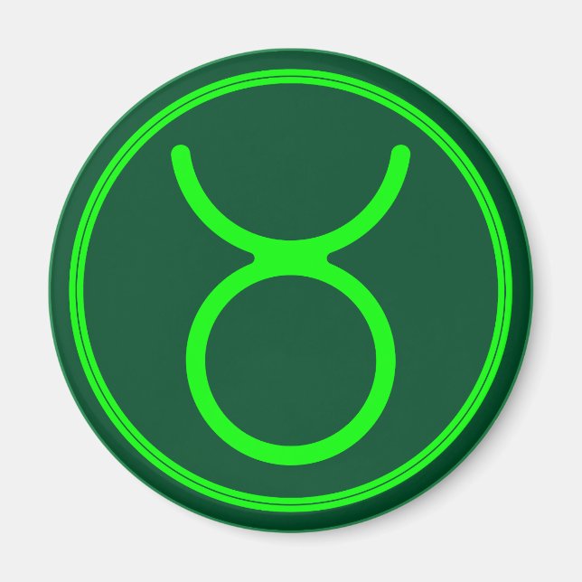 Taurus Zodiac Symbol Green Contrast Magnet (Front)