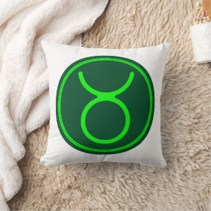 Taurus Zodiac Symbol Green Contrast Throw Pillow