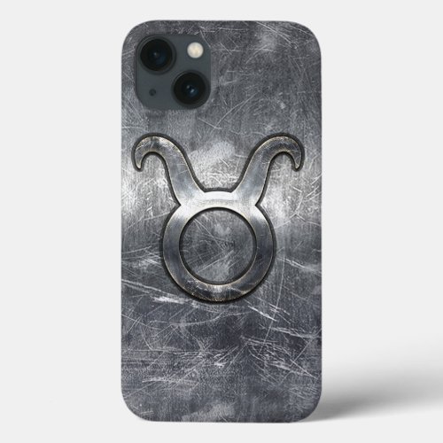 Taurus Zodiac Symbol in Grunge Distressed Style iPhone 13 Case