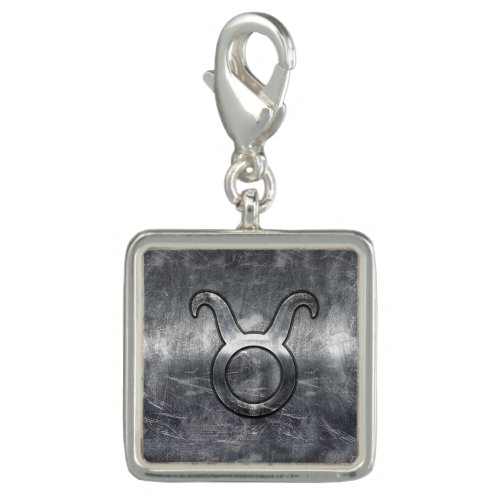 Taurus Zodiac Symbol in Grunge Distressed Style Charm