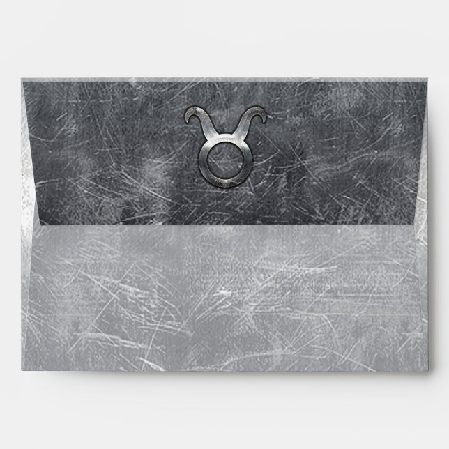 Taurus Zodiac Symbol in Grunge Distressed Style Envelope (Back (Top Flap))