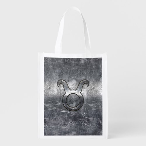 Taurus Zodiac Symbol in Grunge Distressed Style Grocery Bag