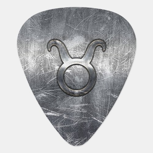 Taurus Zodiac Symbol in Grunge Distressed Style Guitar Pick