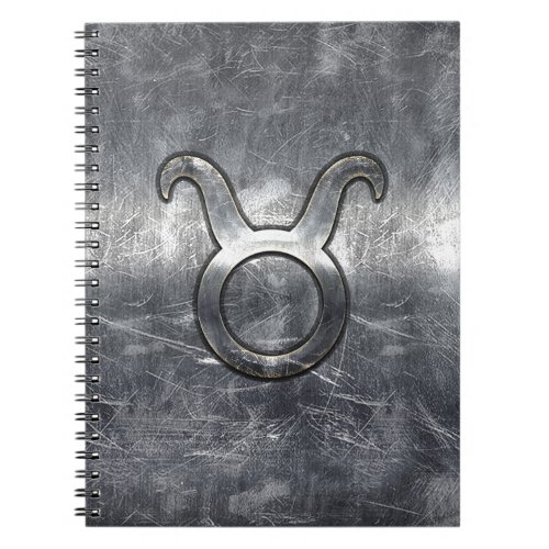 Taurus Zodiac Symbol in Grunge Distressed Style Notebook
