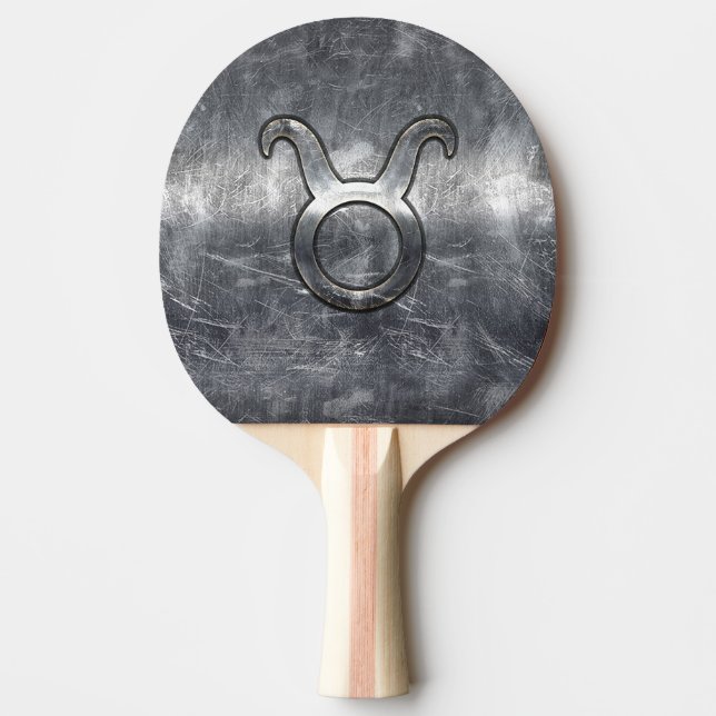 Taurus Zodiac Symbol in Grunge Distressed Style Ping-Pong Paddle (Front)