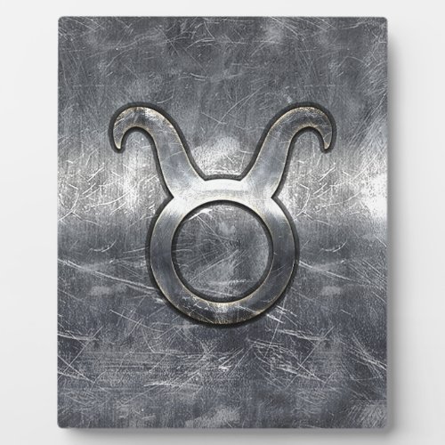 Taurus Zodiac Symbol in Grunge Distressed Style Plaque