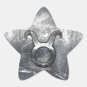 Taurus Zodiac Symbol in Grunge Distressed Style Star Sticker