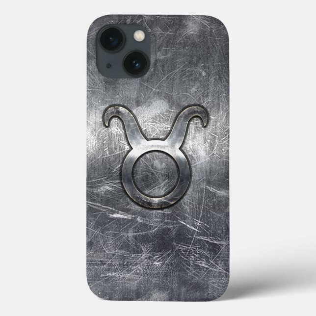 Taurus Zodiac Symbol in Grunge Metallic Style Case-Mate iPhone Case (Back)