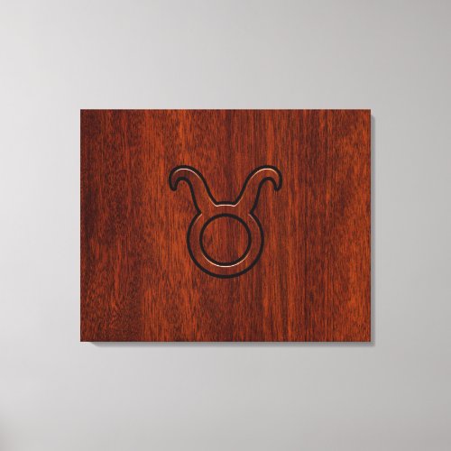 Taurus Zodiac Symbol in Mahogany Style print