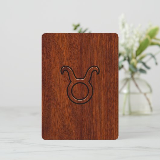 Taurus Zodiac Symbol in Mahogany Style print (Standing Front)
