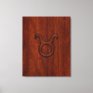 Taurus Zodiac Symbol in Mahogany Style print