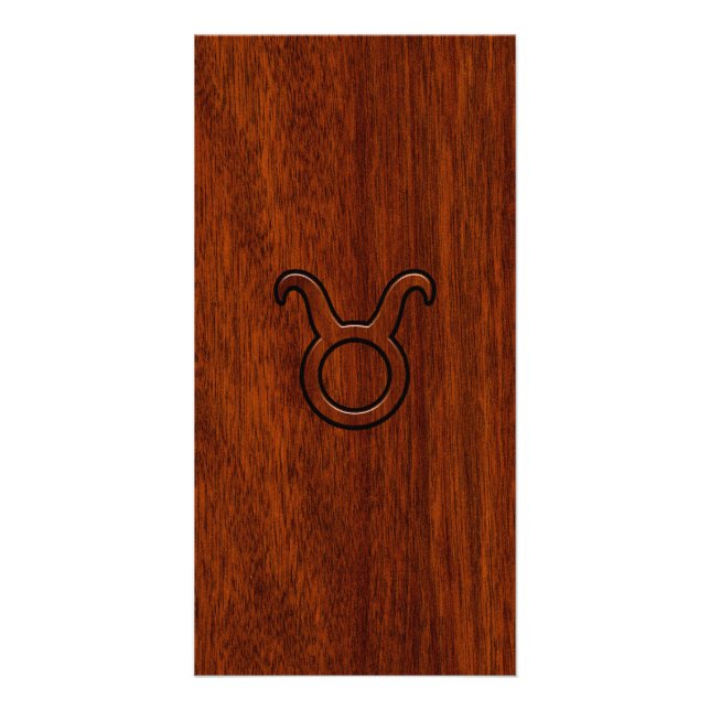 Taurus Zodiac Symbol in Mahogany Style print Card (Front)