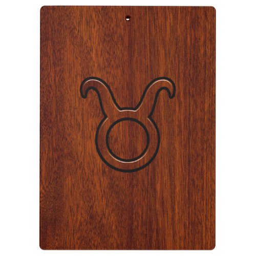 Taurus Zodiac Symbol in Mahogany Style print Clipboard