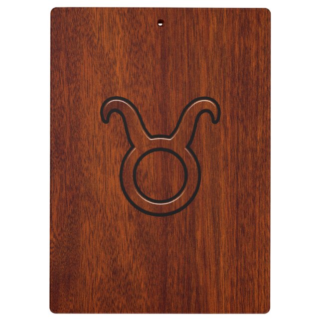 Taurus Zodiac Symbol in Mahogany Style print Clipboard (Back)