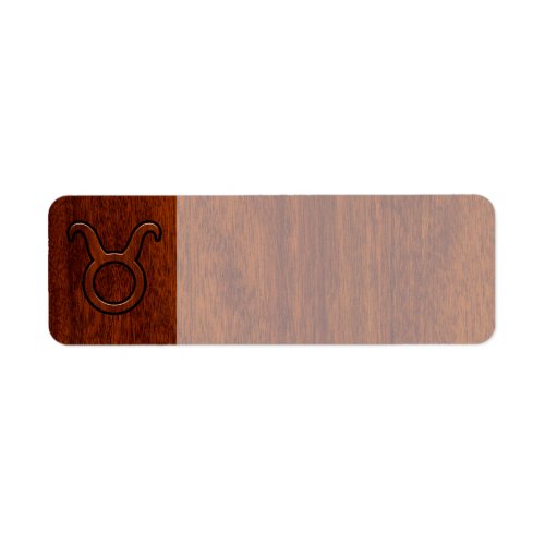 Taurus Zodiac Symbol in Mahogany Style print Label