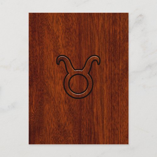 Taurus Zodiac Symbol in Mahogany Style print Postcard