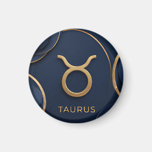 Taurus Zodiac Symbol Luxury Gold Celestial Magnet