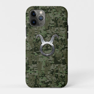 Taurus Zodiac Symbol on Green Camo iPhone 11 Pro Case