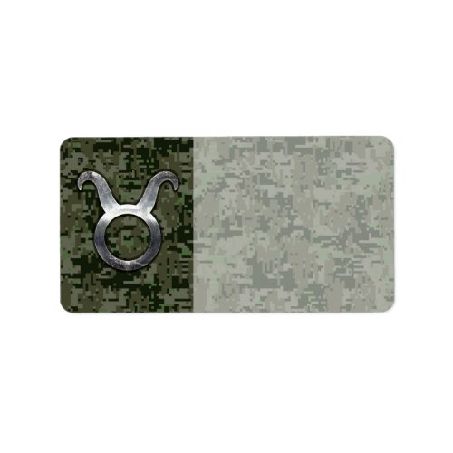 Taurus Zodiac Symbol on Green Digital Camo Label
