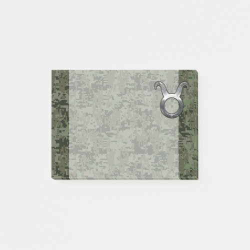 Taurus Zodiac Symbol on Green Digital Camouflage Post_it Notes