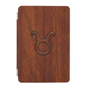 Taurus Zodiac Symbol on Mahogany Decor iPad Mini Cover