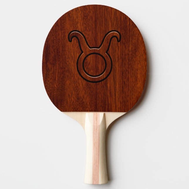 Taurus Zodiac Symbol on Mahogany Decor Ping-Pong Paddle (Back)