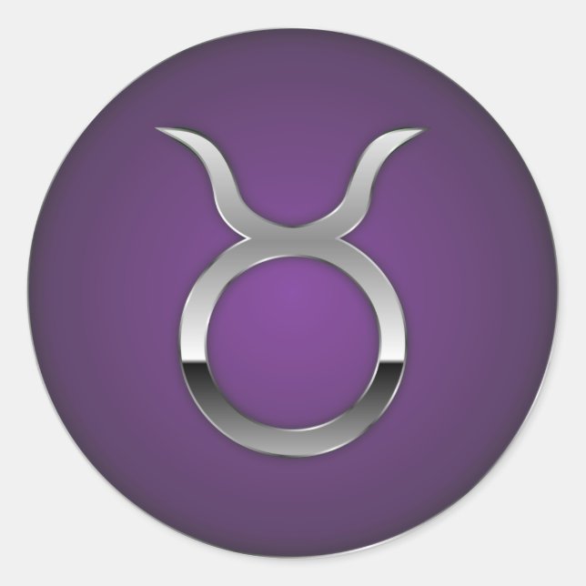 Taurus - Zodiac Symbol - Purple Classic Round Sticker (Front)