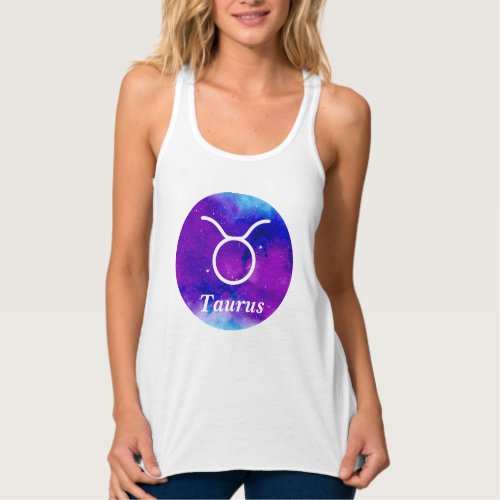 Taurus Zodiac Symbol Space Nebula Tank Top