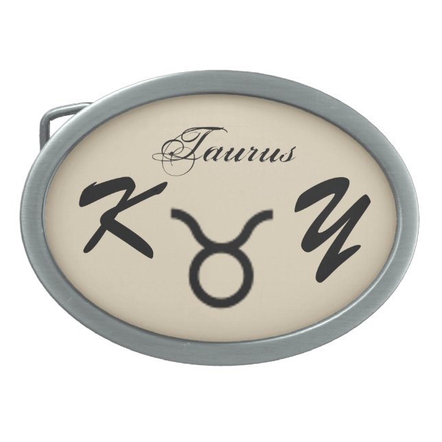 Taurus Zodiac Symbol Standard by Kenneth Yoncich Belt Buckle (Front)