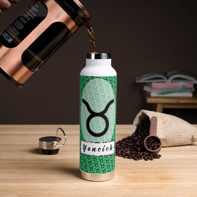 Taurus Zodiac Symbol Standard by Kenneth Yoncich Water Bottle (Coffee)